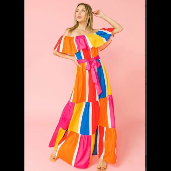 OFF THE SHOULDER MAXI DRESS - Picture 1 of 4